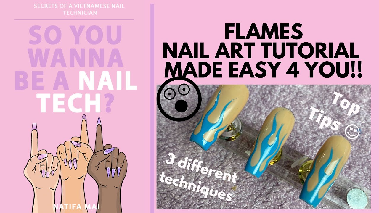 how to draw flames on nails